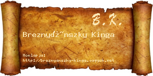 Breznyánszky Kinga névjegykártya